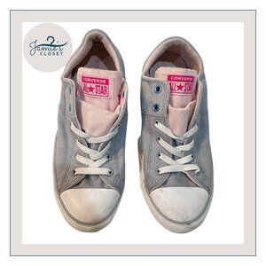 Converse All Star Sneakers | Light Gray with Pink | Big Girl Size 5 | GUC